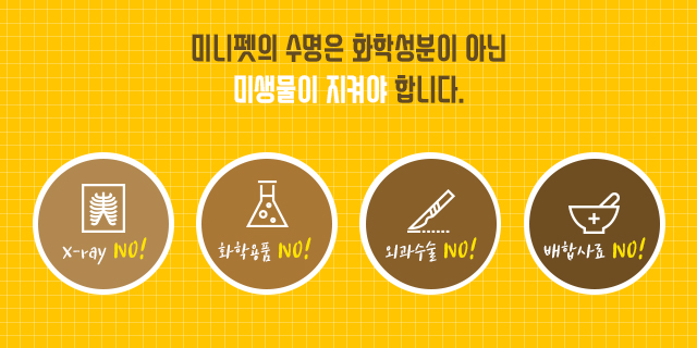 미니펫의 수명은 화학성분이 아닌 미생물이 지켜야 합니다.